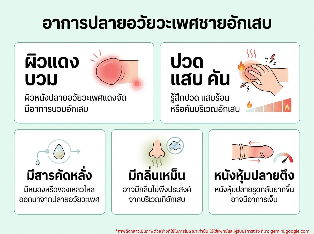 ภาพแสดงอาการปลายอวัยวะเพศชายอักเสบ