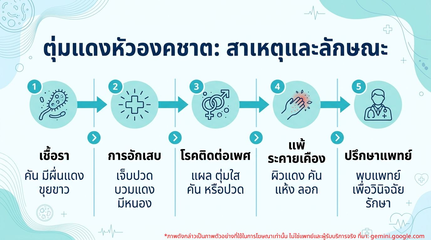 อินโฟกราฟิก: สาเหตุและลักษณะตุ่มแดงที่หัวองคชาต