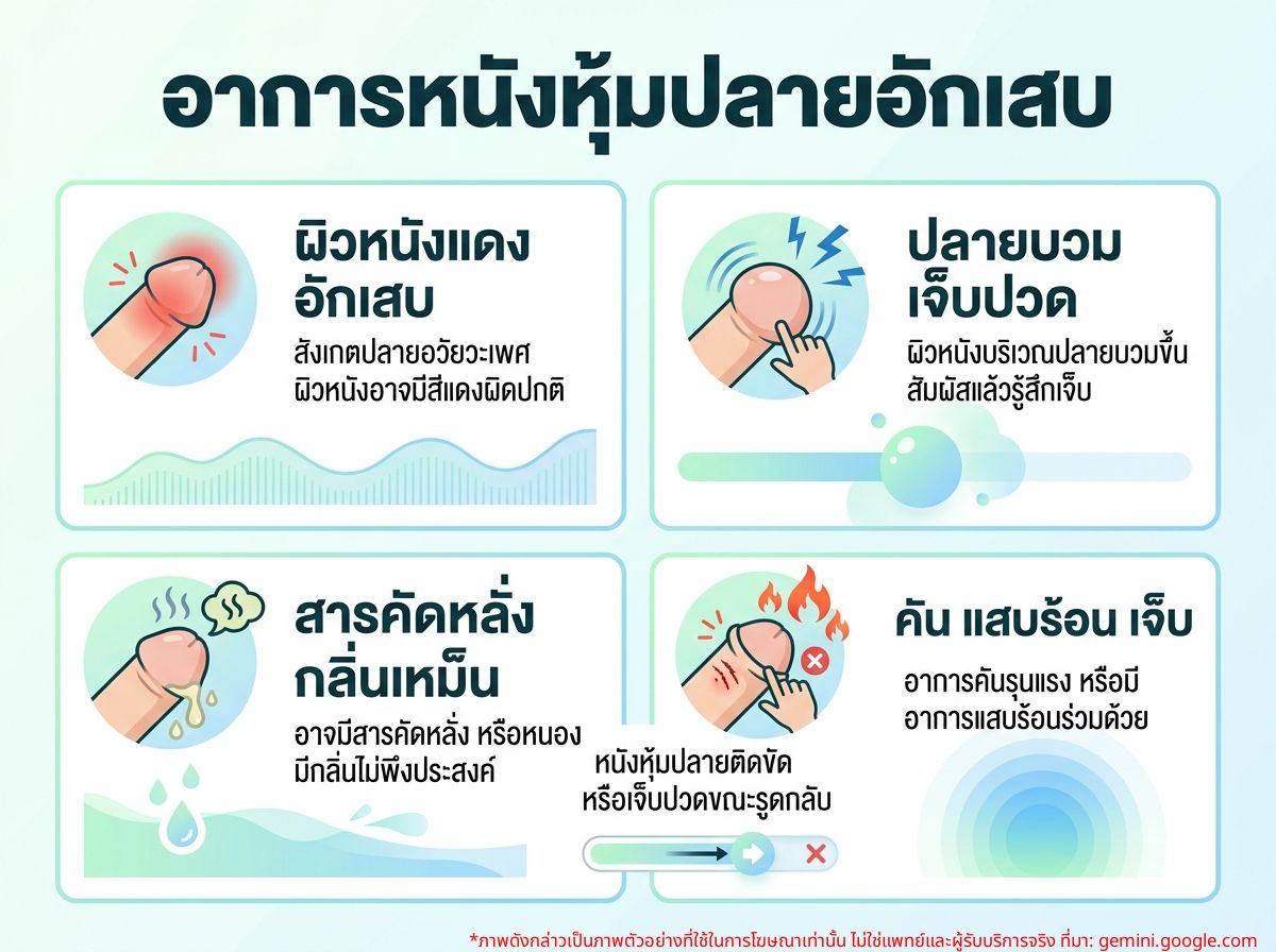 ภาพประกอบแสดงอาการหนังหุ้มปลายอักเสบ