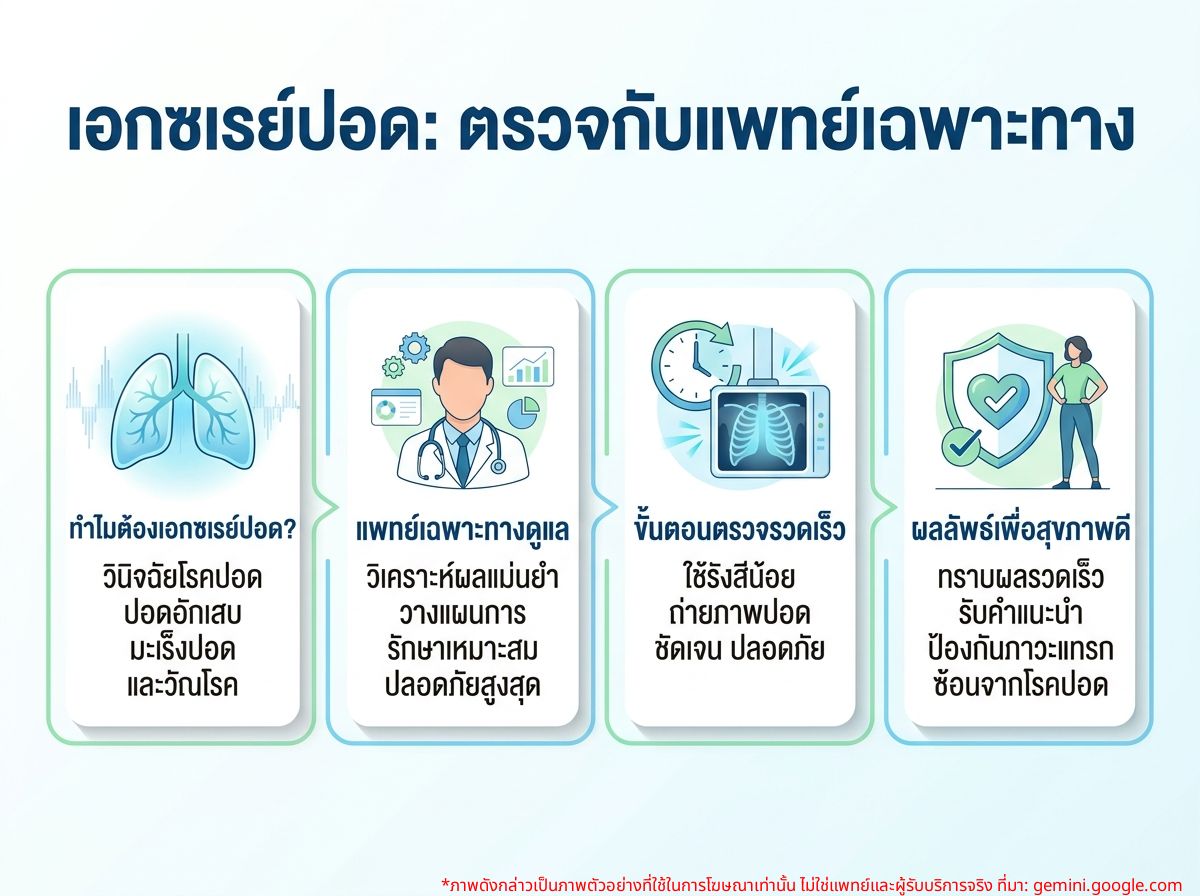 ผู้ป่วยกำลังตรวจเอกซเรย์ปอดกับแพทย์ผู้เชี่ยวชาญ