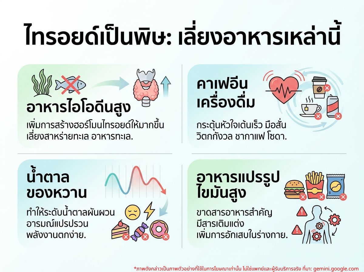 อาหารที่ควรเลี่ยงเมื่อเป็นไทรอยด์เป็นพิษ