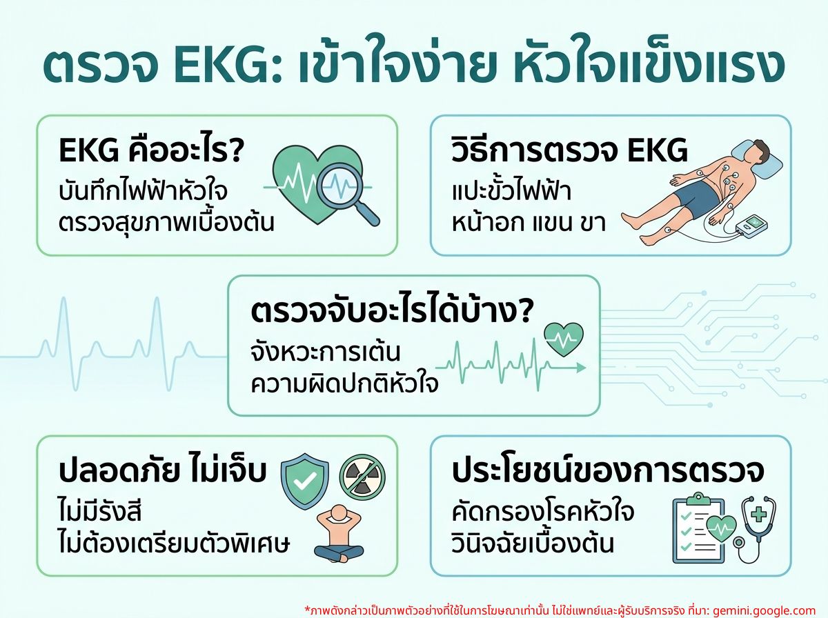 ผู้ป่วยกำลังรับการตรวจคลื่นไฟฟ้าหัวใจ EKG