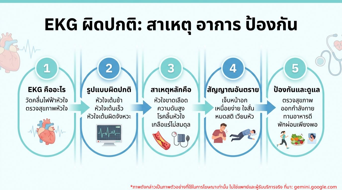Infographic เกี่ยวกับอาการและสาเหตุของ EKG ผิดปกติ