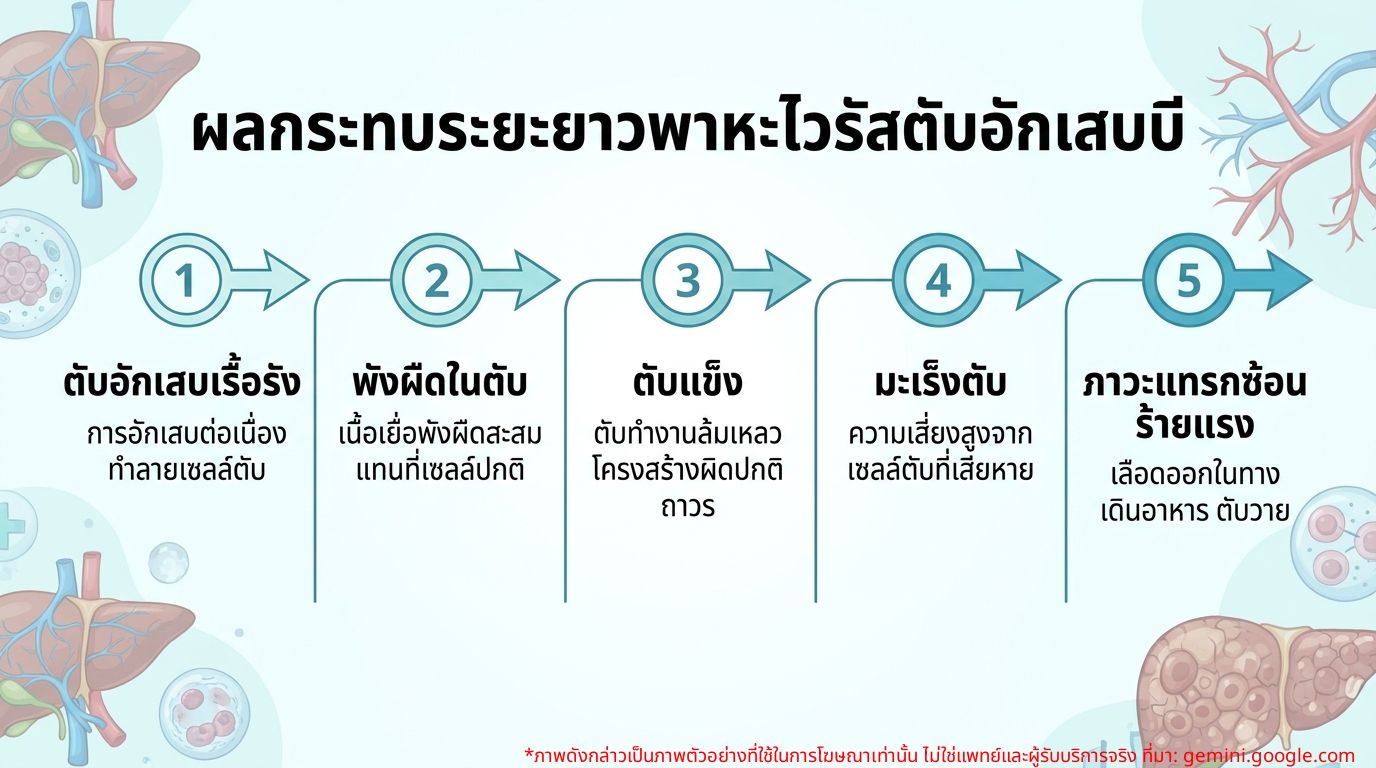 อินโฟกราฟิกแสดงผลกระทบระยะยาวของพาหะไวรัสตับอักเสบบีที่ไม่ได้รับการดูแล