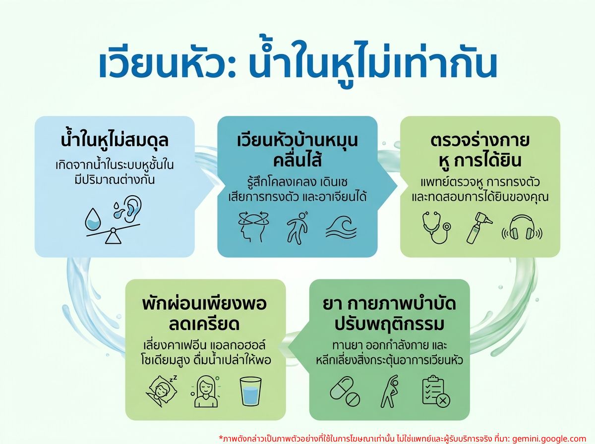 ผู้ป่วยมีอาการเวียนหัวจากน้ำในหูไม่เท่ากัน