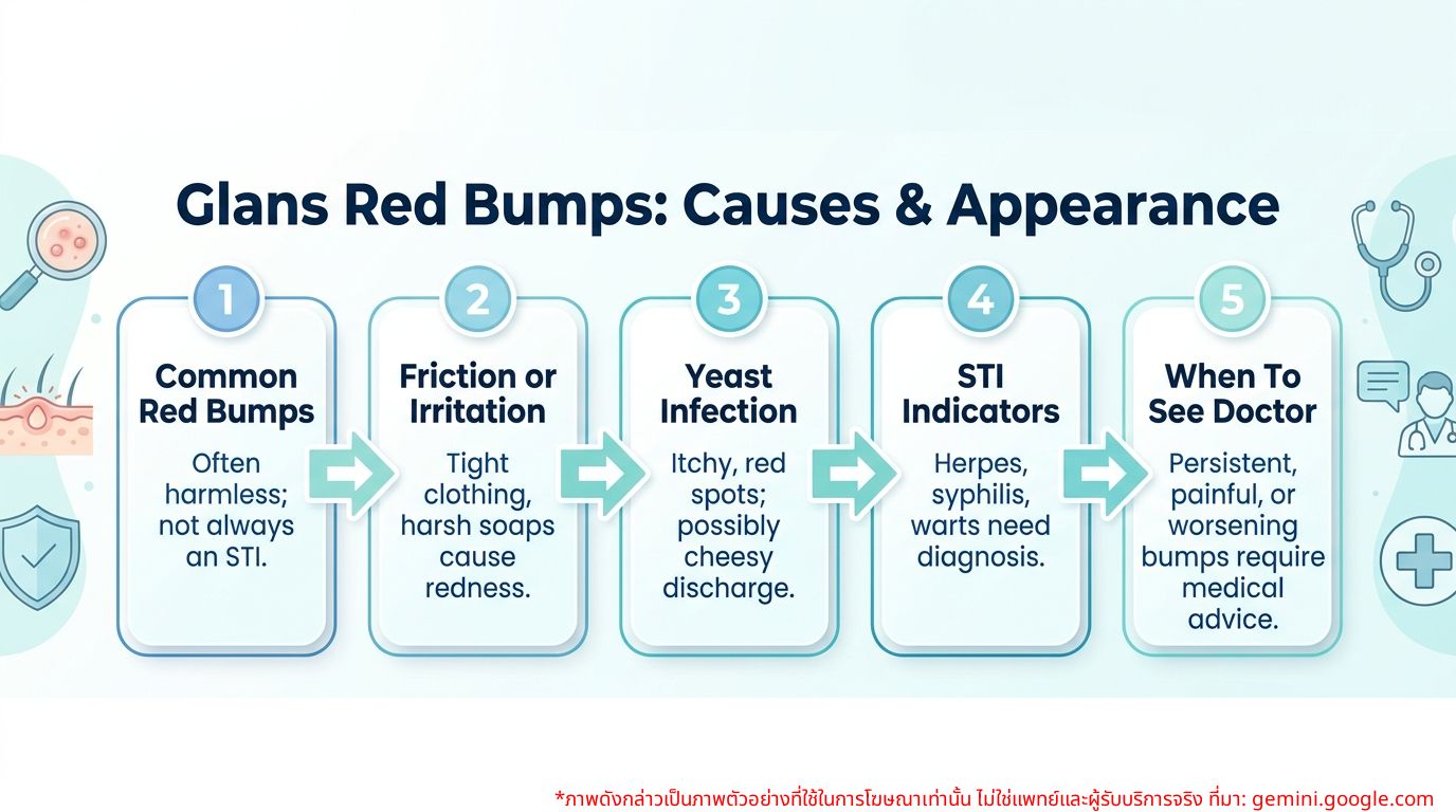 Infographic: Causes and characteristics of red bumps on the penis head