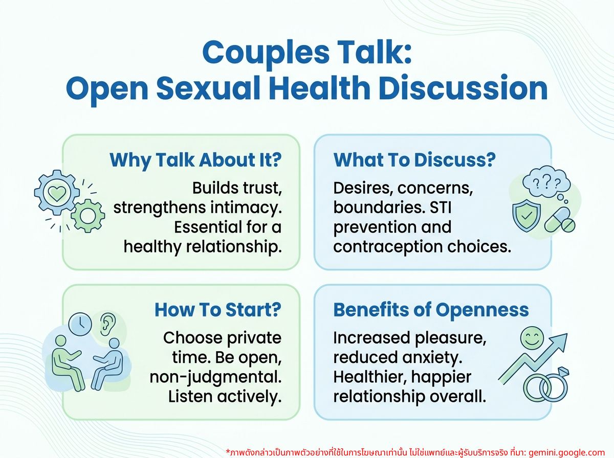 A couple openly discussing sexual health.