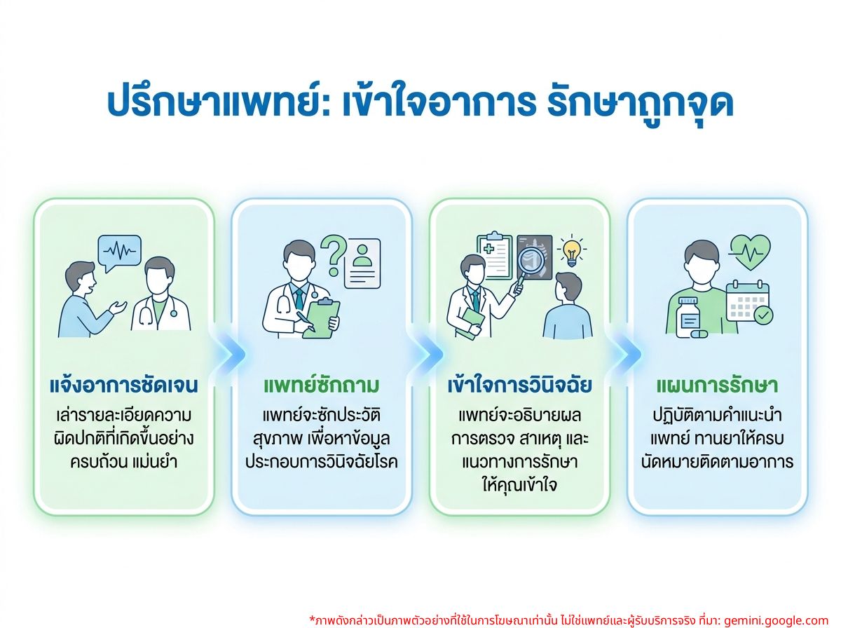 ผู้ป่วยกำลังปรึกษาแพทย์ที่คลินิก