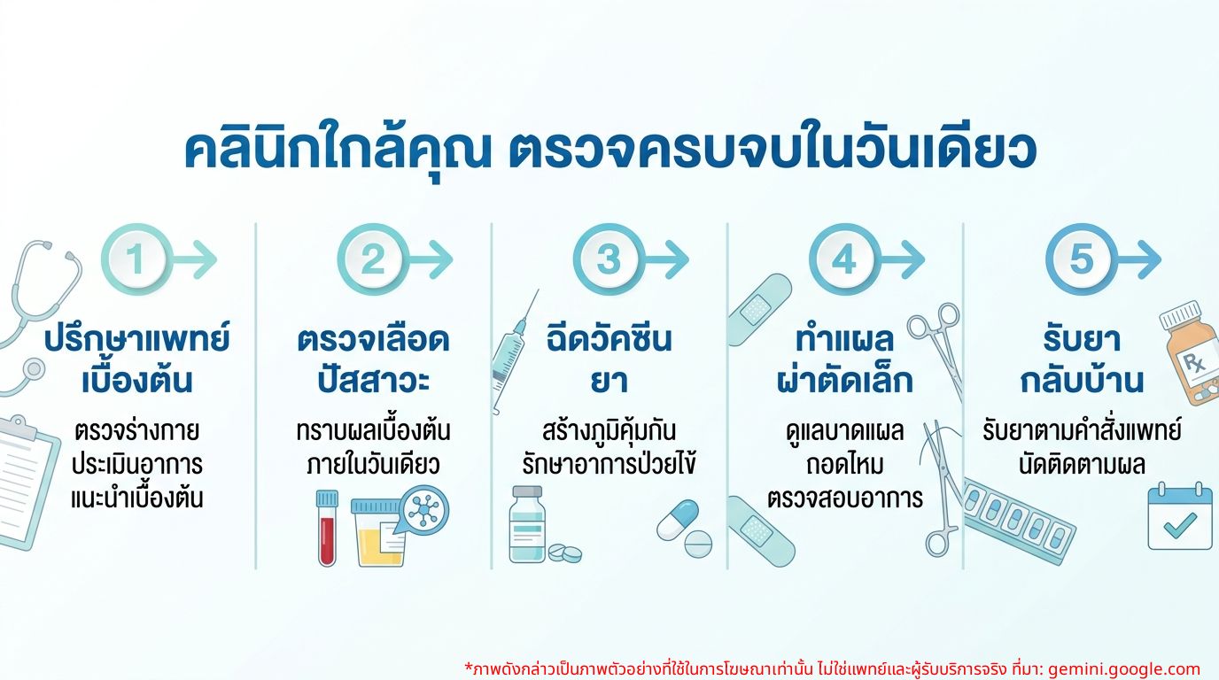 Infographic บริการที่คลินิกใกล้ฉันสามารถตรวจได้ในวันเดียว