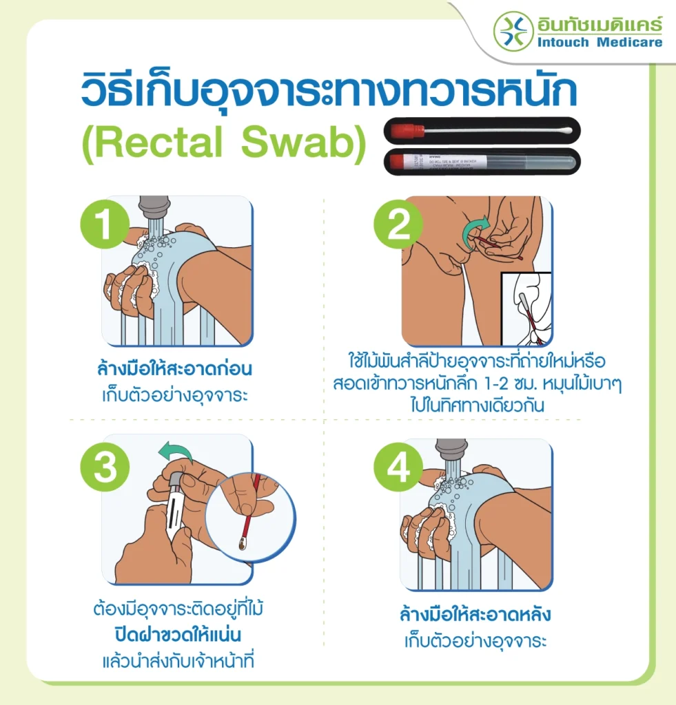 วิธีการเก็บอุจจาระทางทวารหนัก (Rectal Swab)