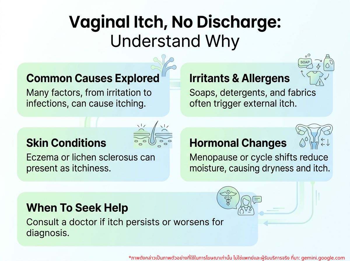 Woman undergoing a vaginal examination with itching but no discharge