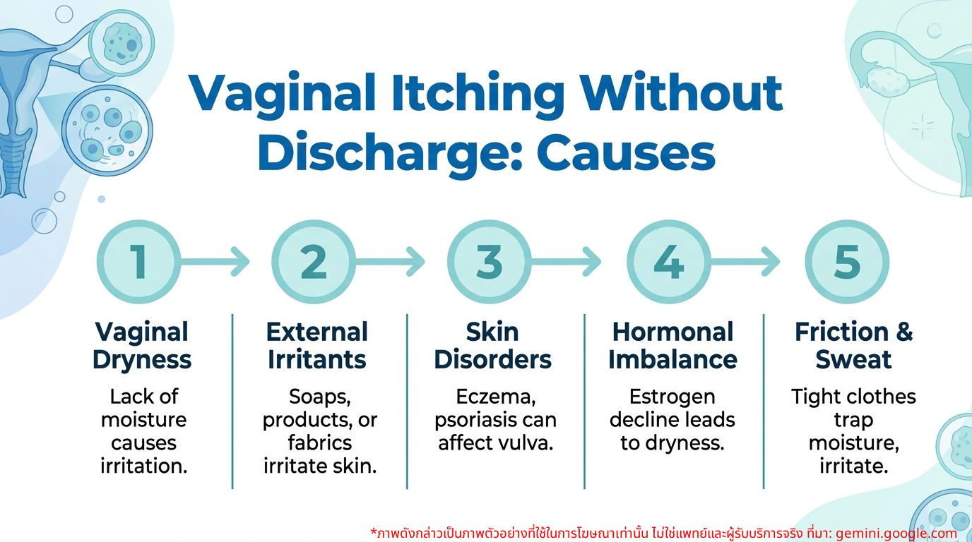 Infographic on causes of vaginal itching without discharge