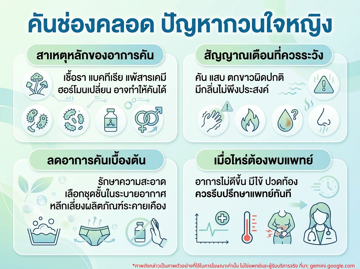 ผู้หญิงรู้สึกไม่สบายจากอาการคันบริเวณช่องคลอด