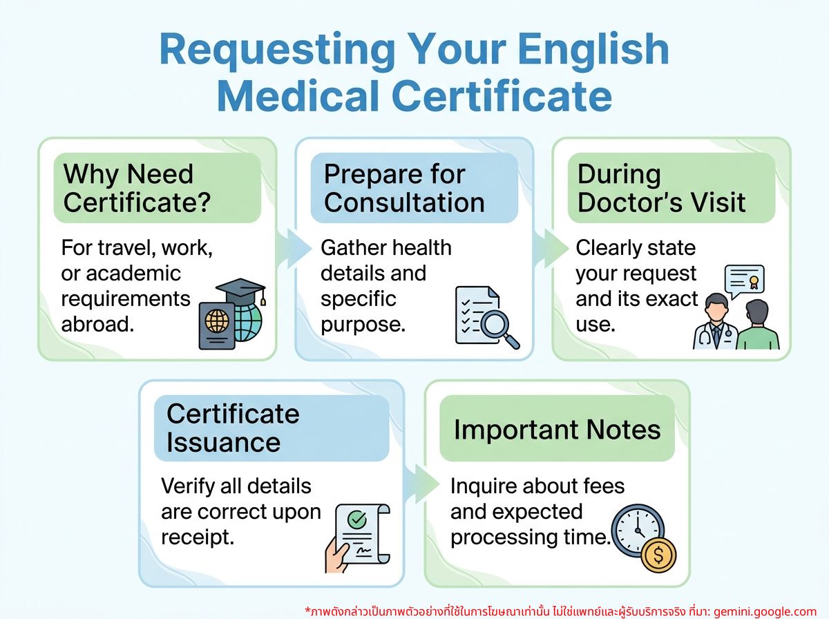 Patient consulting a doctor to request an English medical certificate