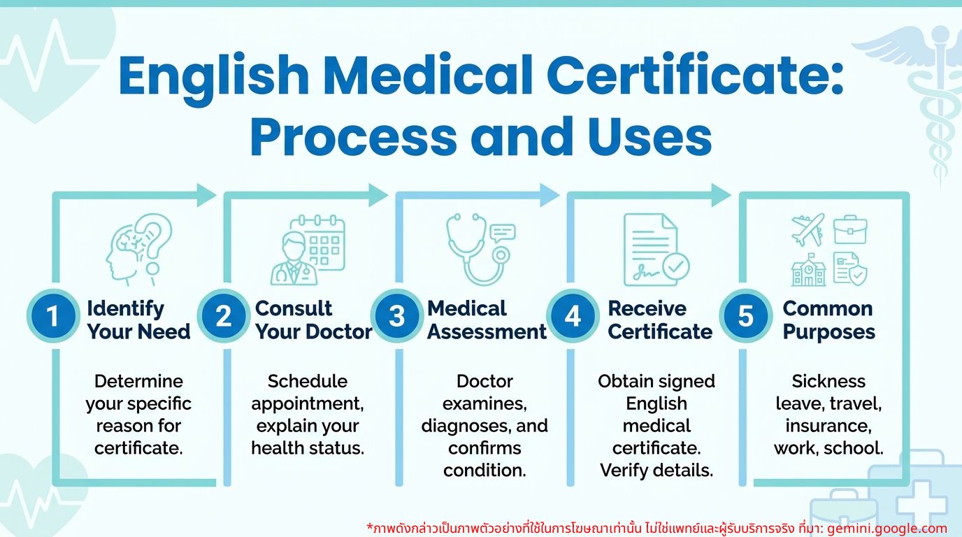 Infographic: Steps to obtain an English medical certificate and its purposes