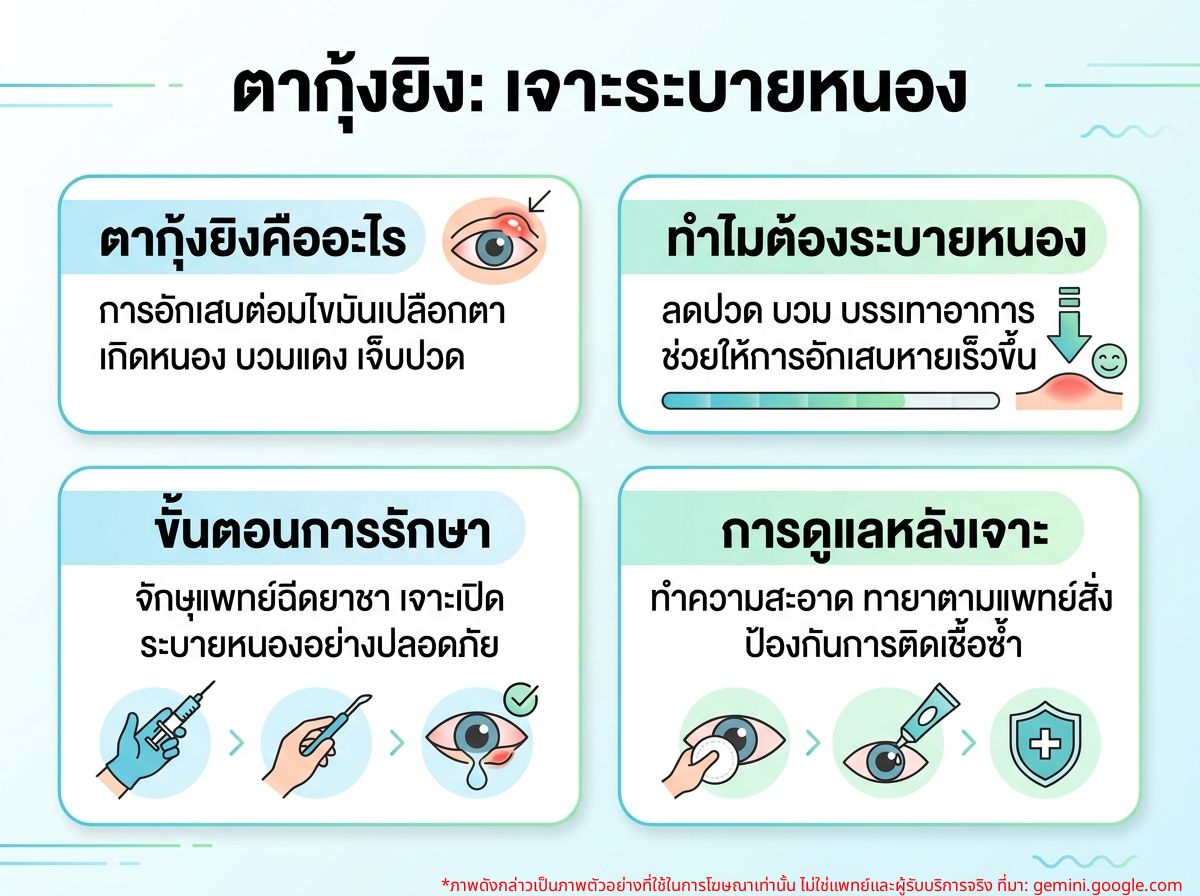 จักษุแพทย์กำลังทำการเจาะตากุ้งยิงเพื่อระบายหนอง