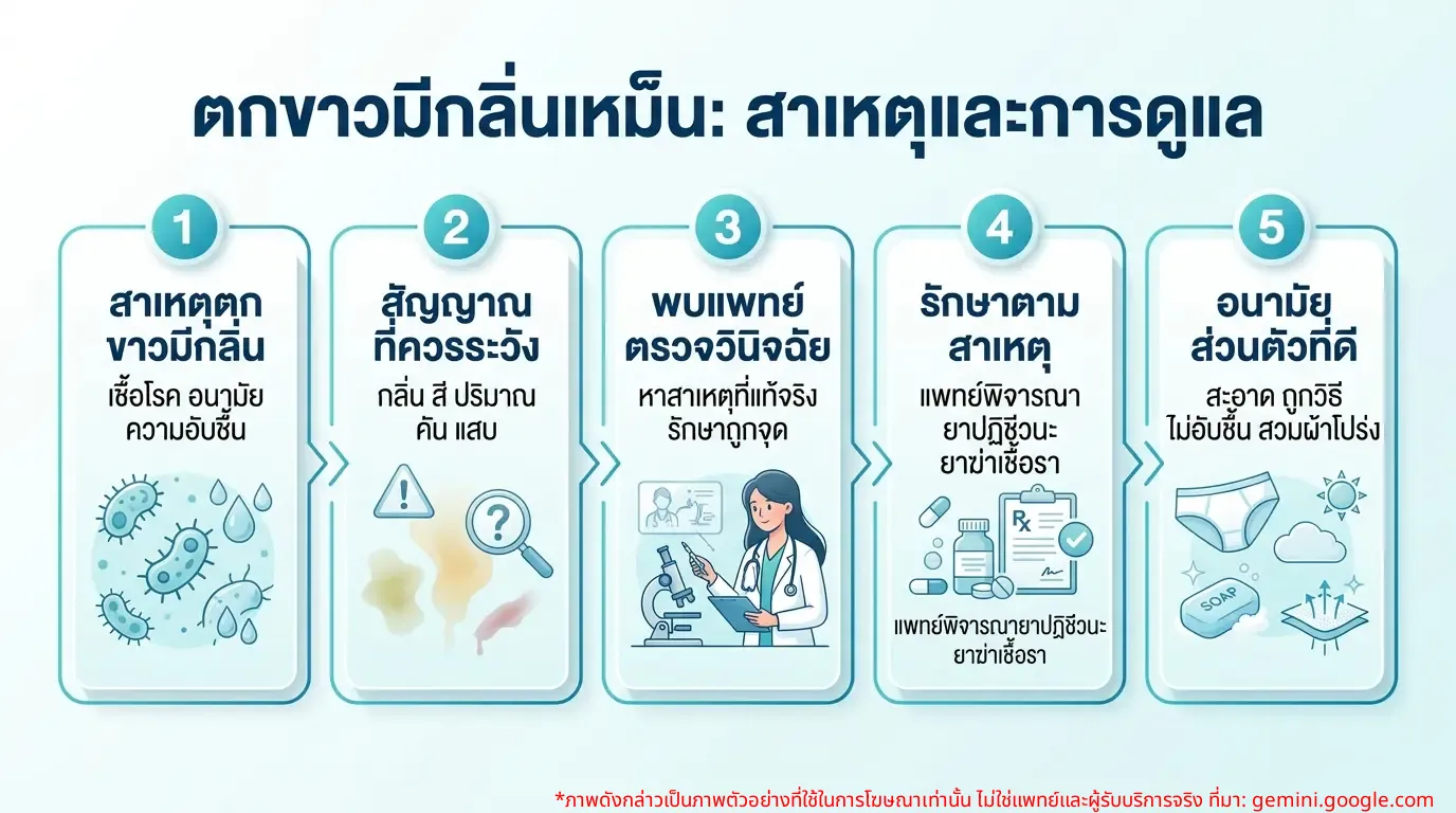 อินโฟกราฟิก สาเหตุและการดูแลตกขาวมีกลิ่นเหม็น