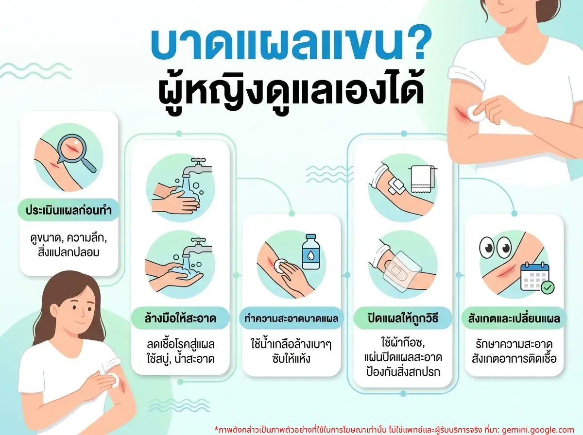 အမျိုးသမီးတစ်ဦး လက်မောင်းပေါ်ရှိ ဒဏ်ရာကို ကိုယ်တိုင်ဆေးကြောနေသည်