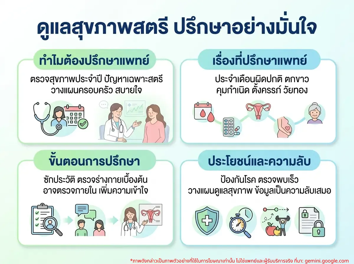 အမျိုးသမီးတစ်ဦး သားဖွားမီးယပ်ဆေးခန်းတွင် ဆရာဝန်နှင့် တိုင်ပင်ဆွေးနွေးနေခြင်း