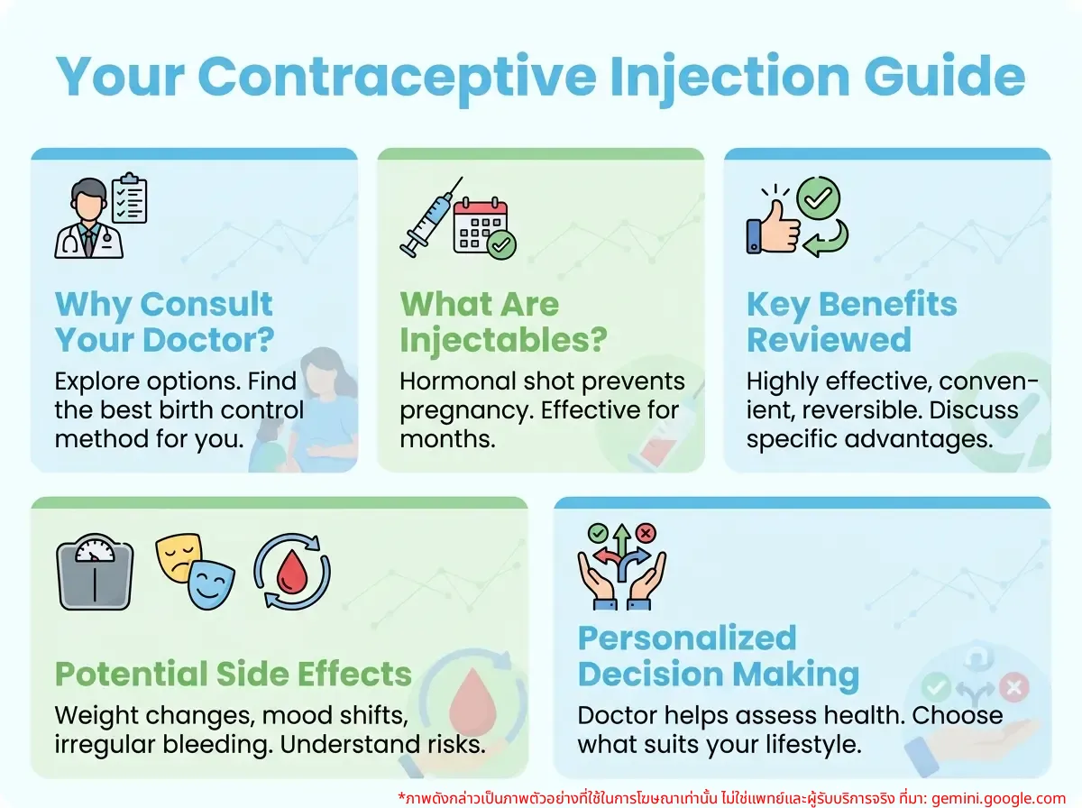 A woman consulting a doctor about birth control shots