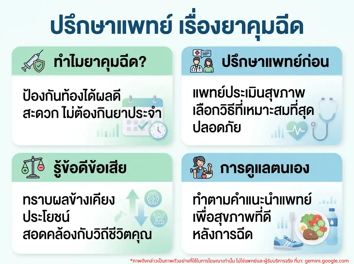 အမျိုးသမီးတစ်ဦး သန္ဓေတားဆေးထိုးခြင်းနှင့်ပတ်သက်၍ ဆရာဝန်နှင့် တိုင်ပင်ဆွေးနွေးနေပုံ