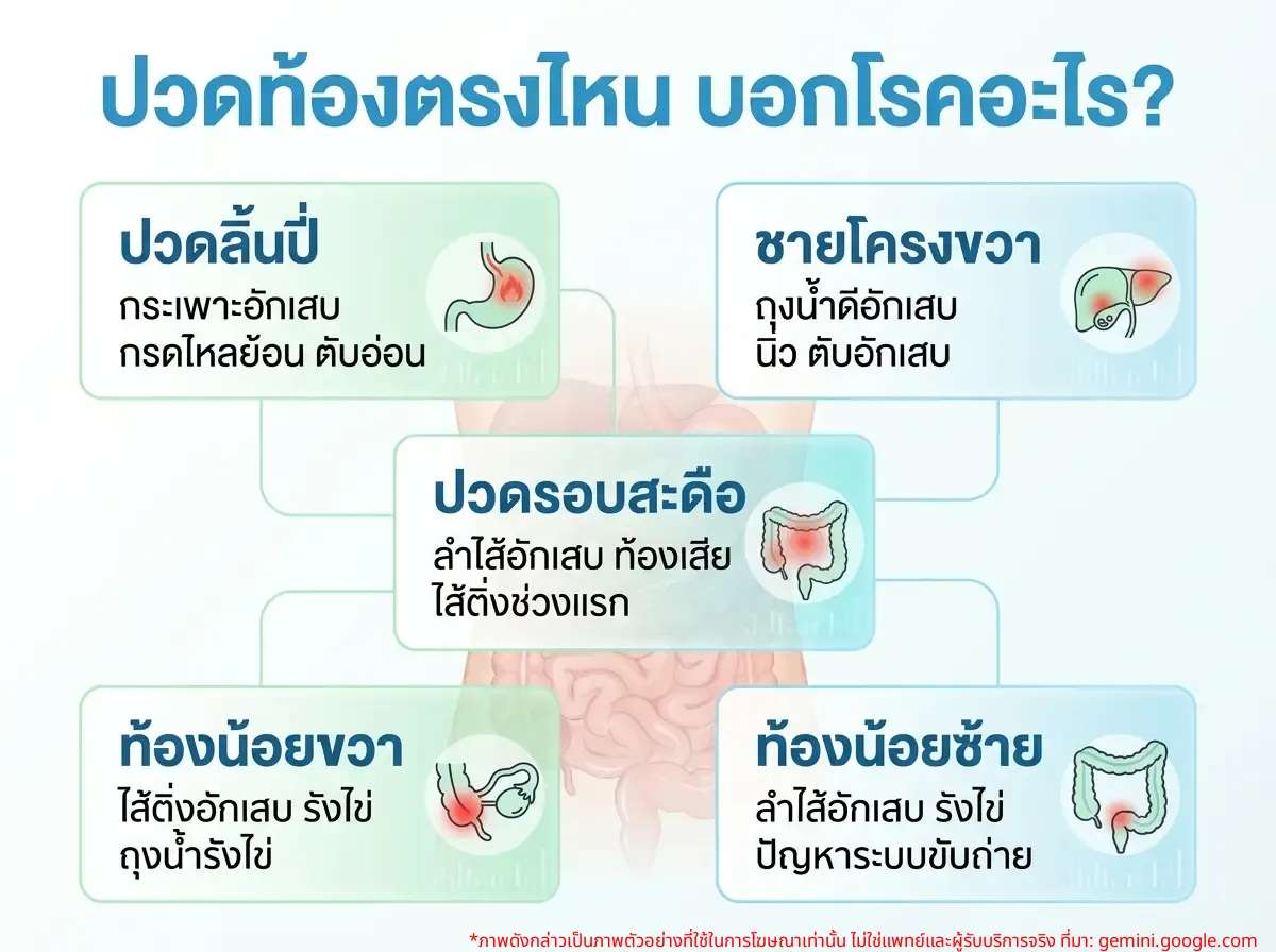 ตำแหน่งปวดท้องบอกโรคอะไรได้บ้าง