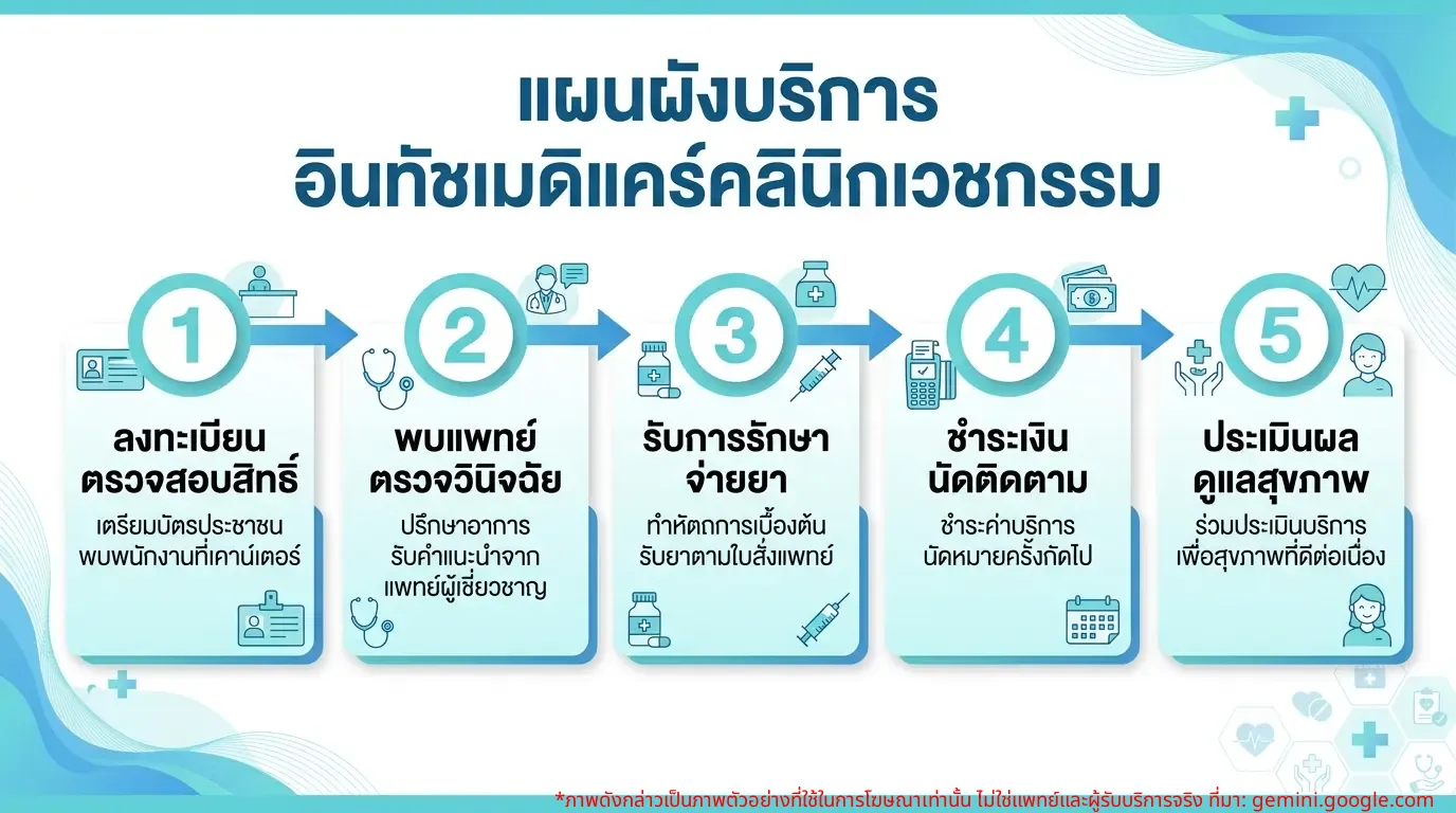 แผนผังบริการทางการแพทย์ของอินทัชเมดิแคร์คลินิกเวชกรรม