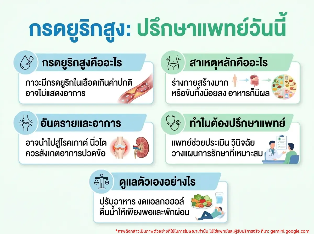 ผู้ป่วยปรึกษาแพทย์เรื่องผลตรวจกรดยูริกสูง