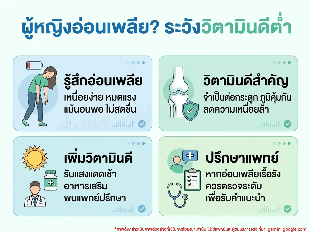 ผู้หญิงรู้สึกเหนื่อยและหมดแรง อาจเป็นอาการวิตามินดีต่ำ