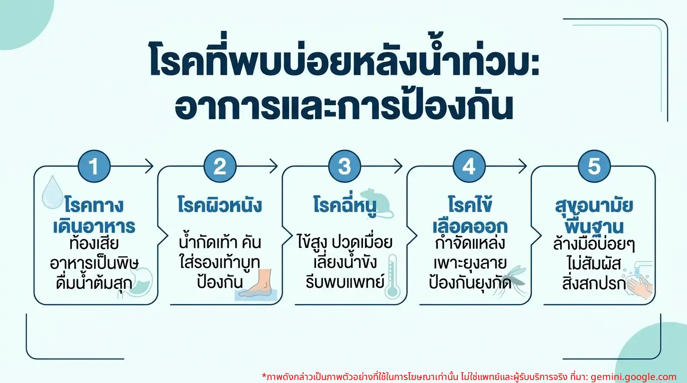 อินโฟกราฟิก: โรคที่พบบ่อยหลังน้ำท่วม อาการและการป้องกัน