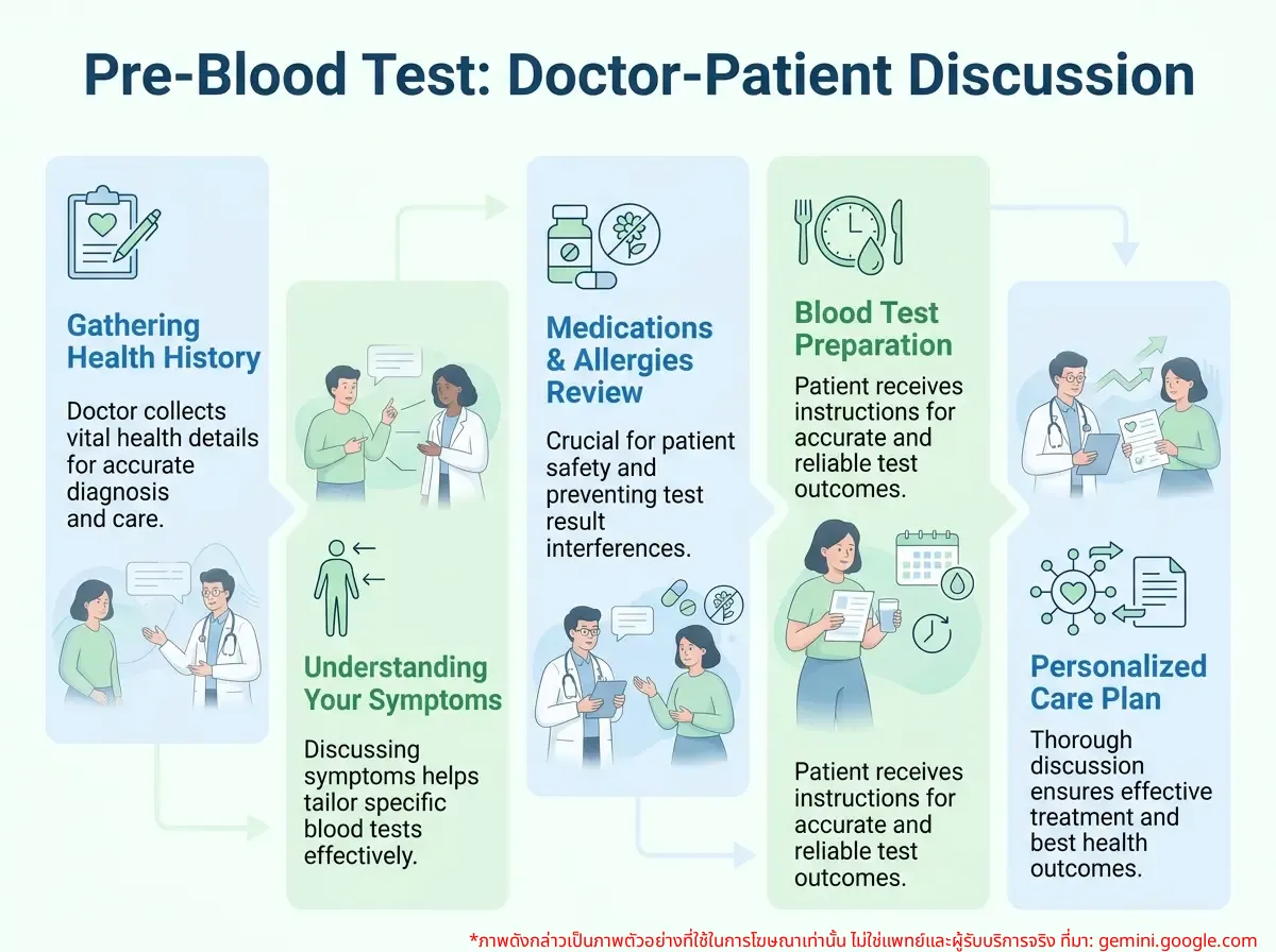 A doctor is talking to a patient to take their history before a blood test