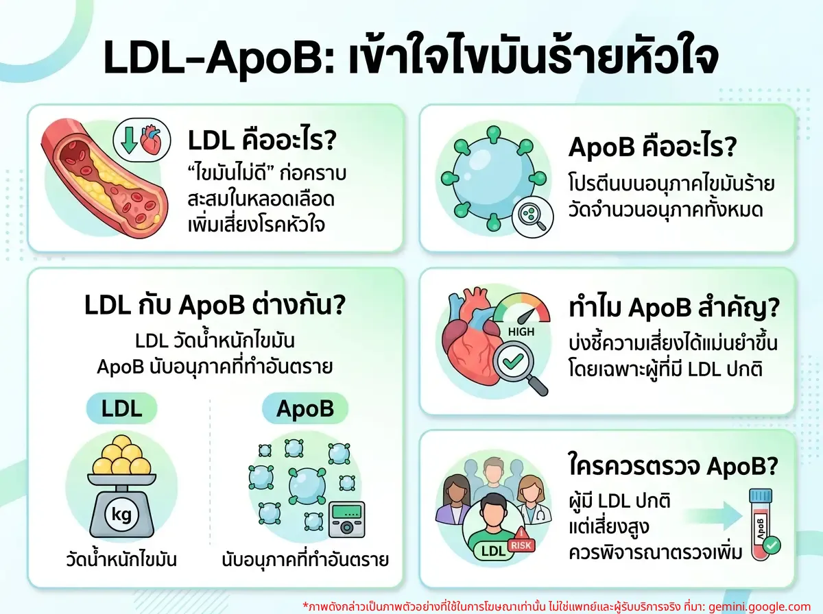 ความสัมพันธ์ระหว่าง LDL และ ApoB ในการประเมินความเสี่ยงโรคหัวใจ