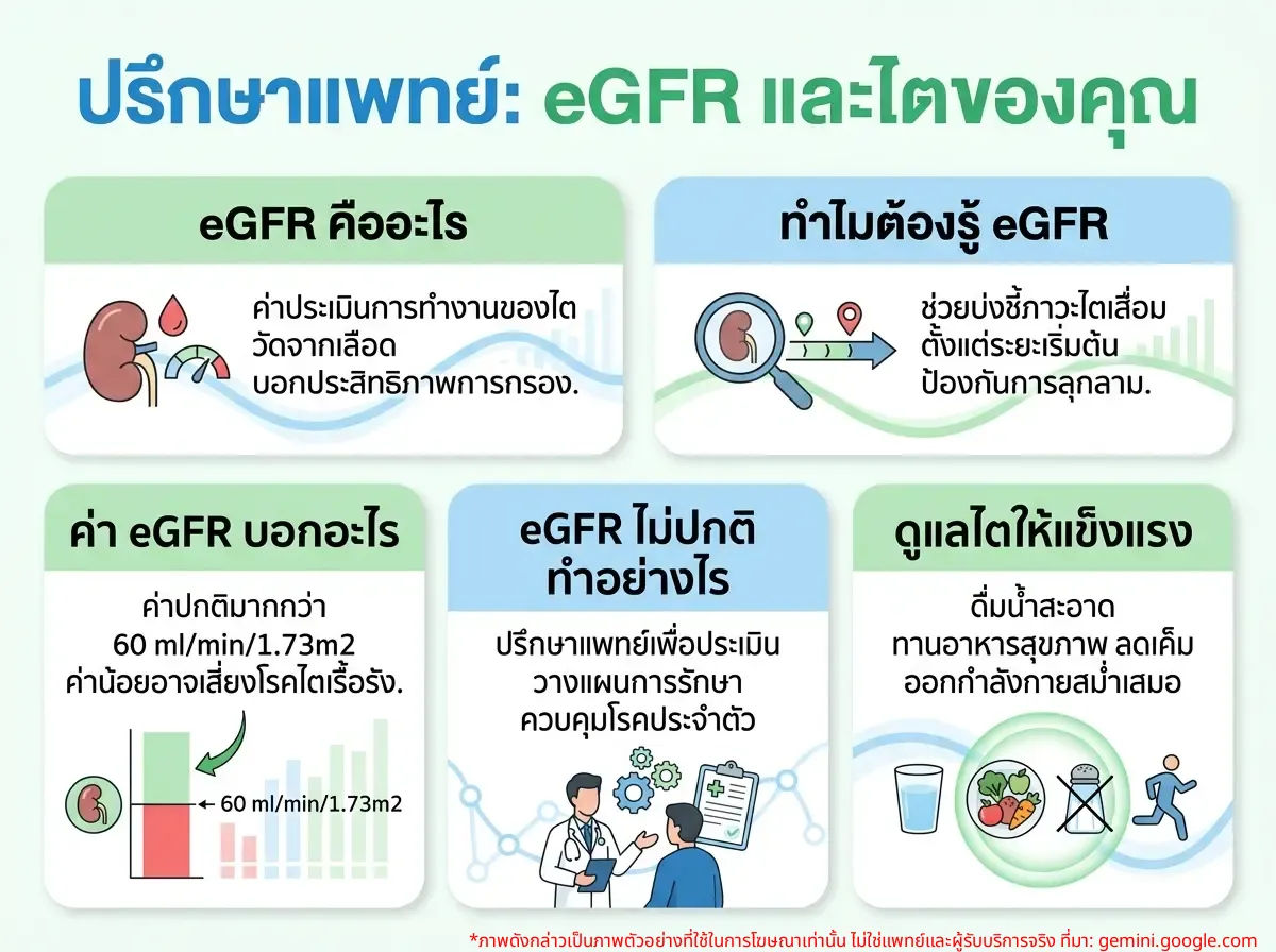 ผู้ป่วยกำลังปรึกษาแพทย์เกี่ยวกับค่า eGFR และสุขภาพไต